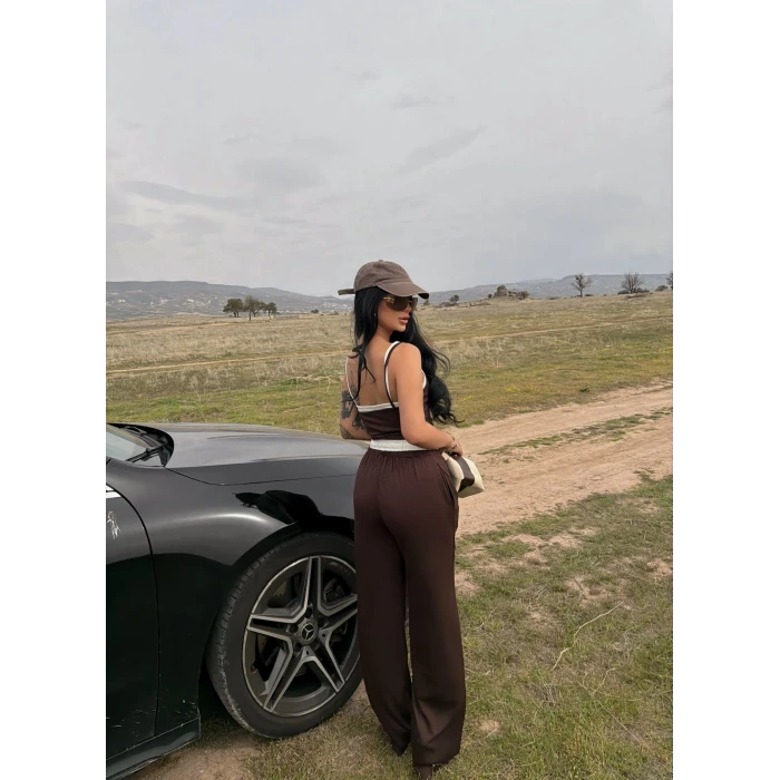 Kahve Garnili Modal İkili Takım