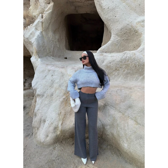 Antrasit Bol Paça Triko Pantolon