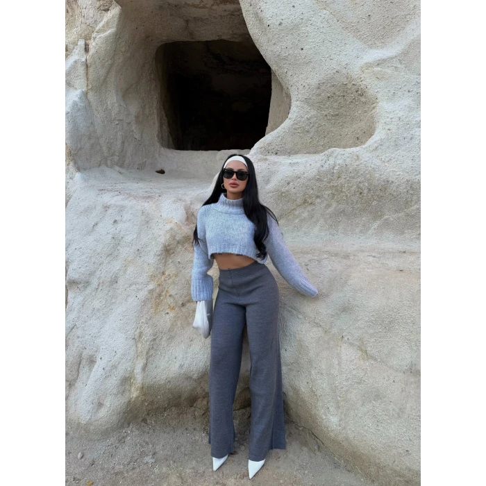 Antrasit Bol Paça Triko Pantolon