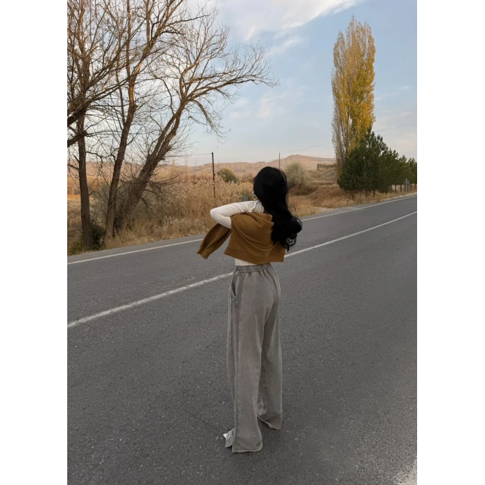 Asit Yıkamalı Garnili Eşofman Altı