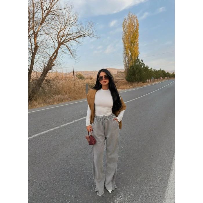 Asit Yıkamalı Garnili Eşofman Altı