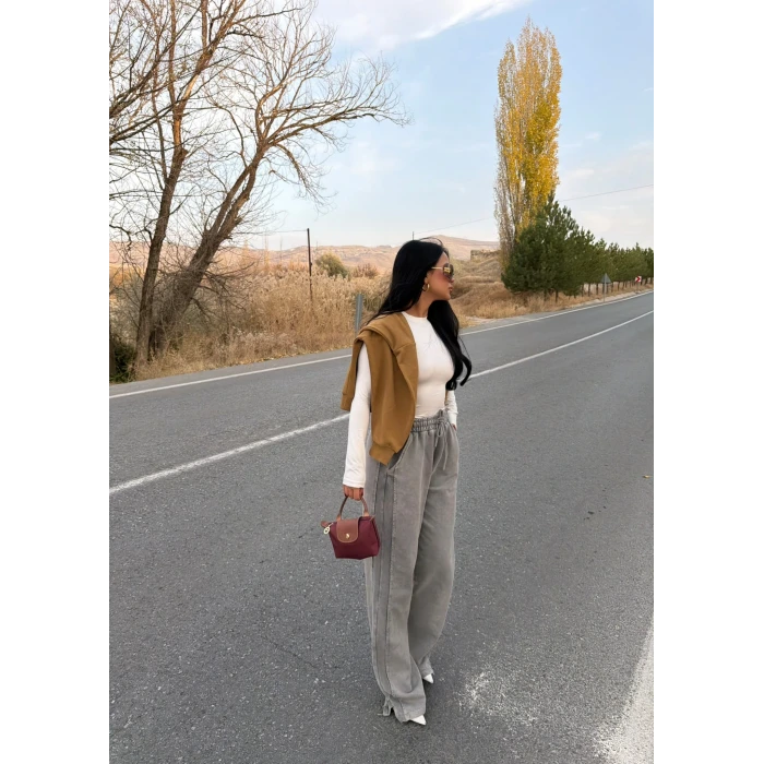 Asit Yıkamalı Garnili Eşofman Altı