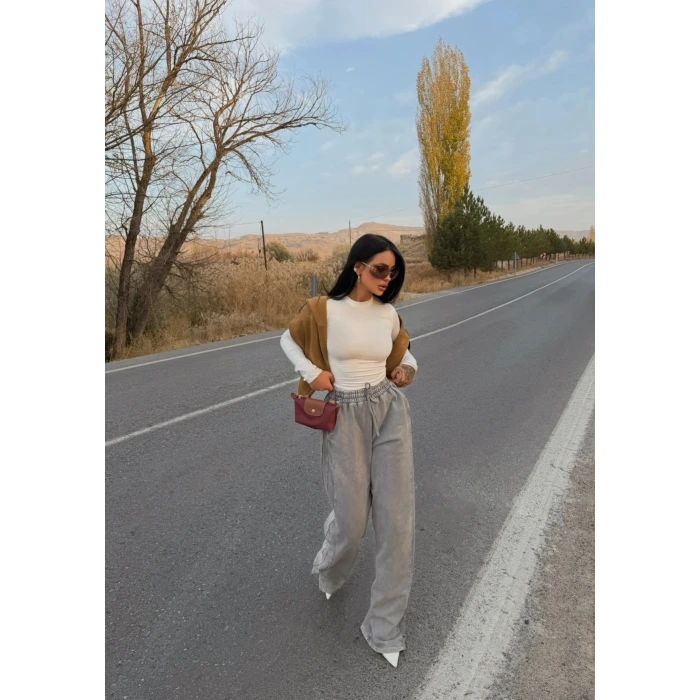 Asit Yıkamalı Garnili Eşofman Altı