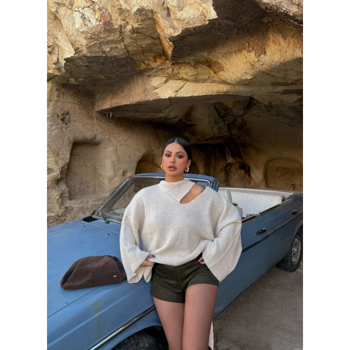 Bej Aura Şal Detay Kazak