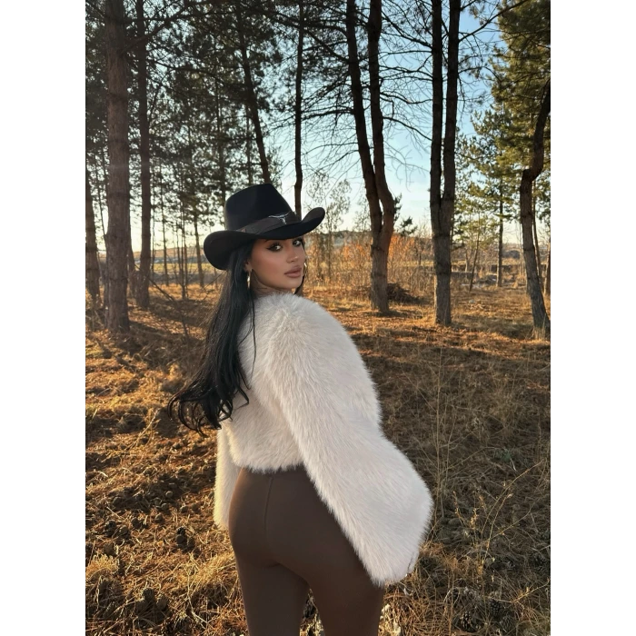 Bej Crop Kürk