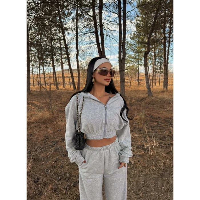 Bel Lastikli Kapşonlu Takım