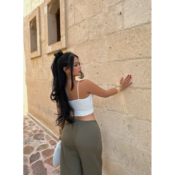 Beyaz Askılı Örgü Büstiyer
