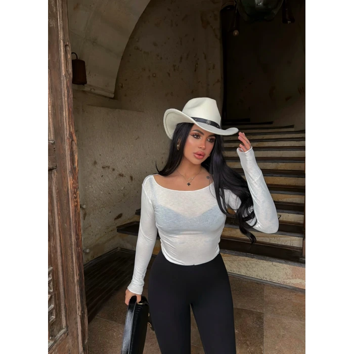 Beyaz Basic Transparan Bluz