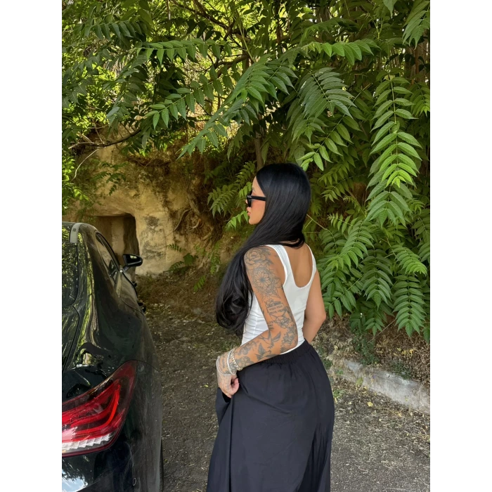Beyaz Kare Yaka Basic Crop
