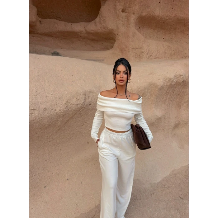 Beyaz Katlamalı Madonna İkili Takım