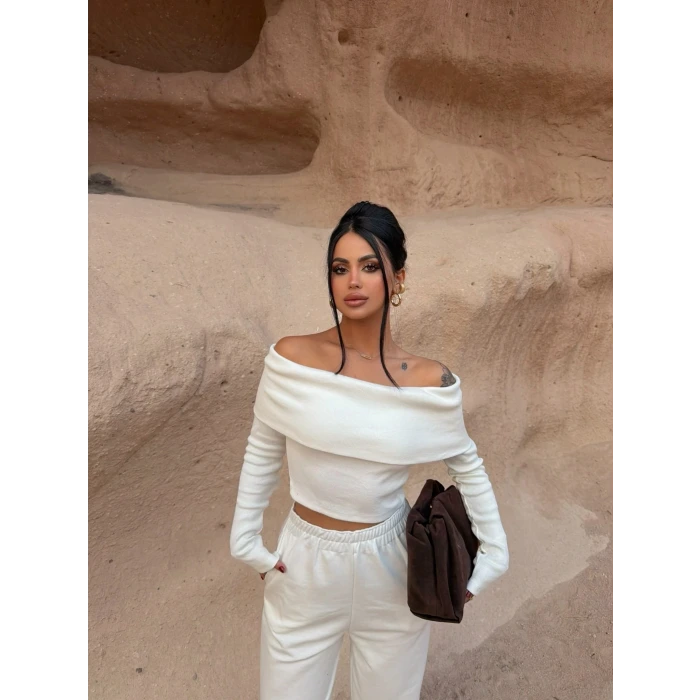 Beyaz Katlamalı Madonna İkili Takım