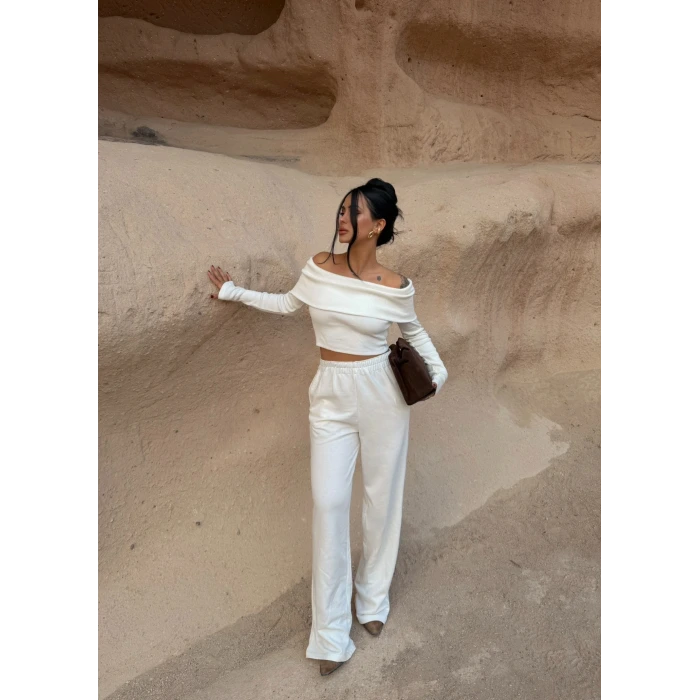 Beyaz Katlamalı Madonna İkili Takım