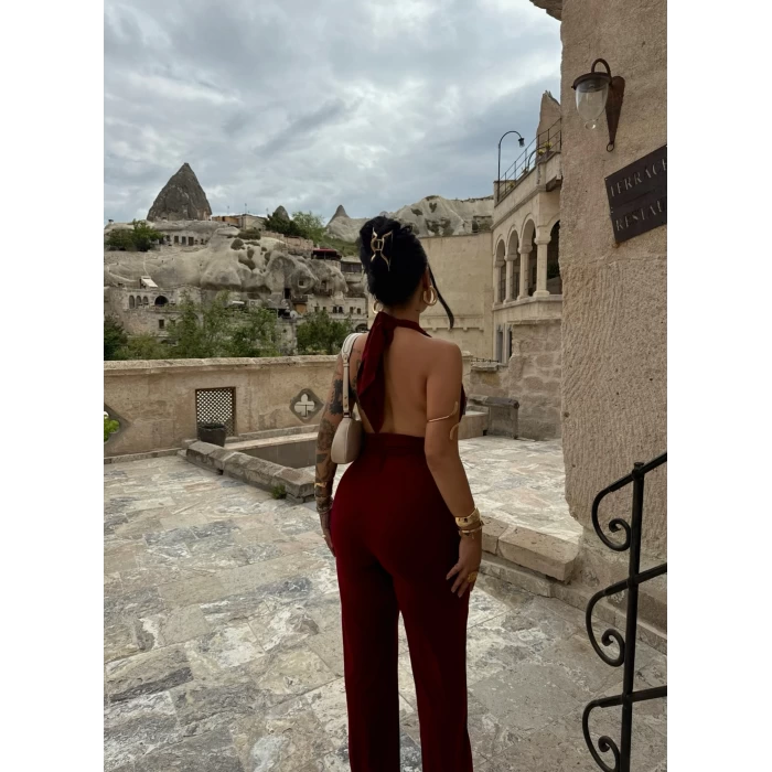 Bordo Boyundan Bağlamalı Sandy Tulum