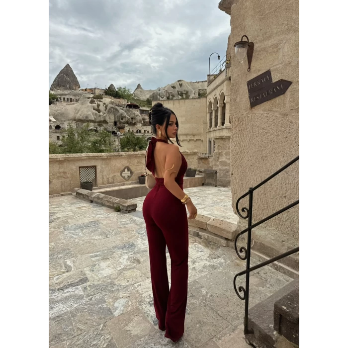 Bordo Boyundan Bağlamalı Sandy Tulum