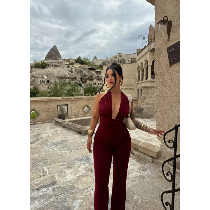 Bordo Boyundan Bağlamalı Sandy Tulum