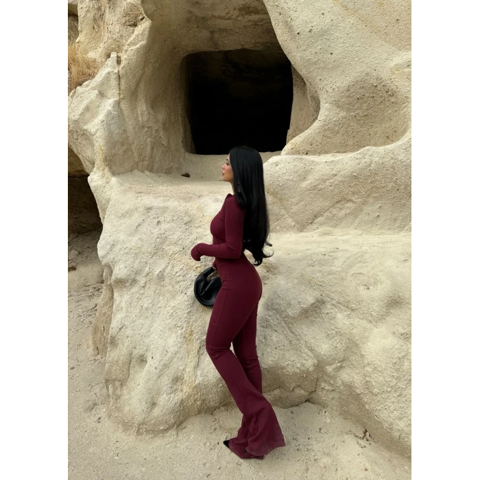 Bordo Çift Fermuarlı İspanyol İkili Takım