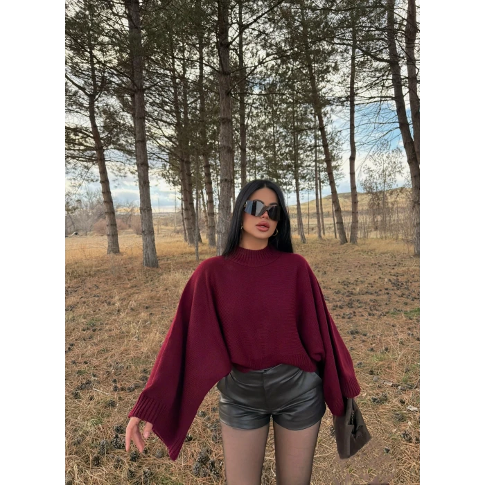 Bordo Reglan Kol Yarasa Kazak