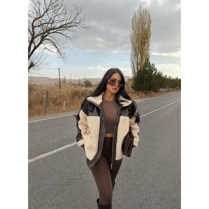 Deri Detaylı Garnili Mont