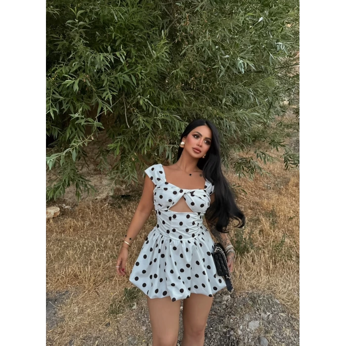 Digital Baskı Puantiyeli Elbise