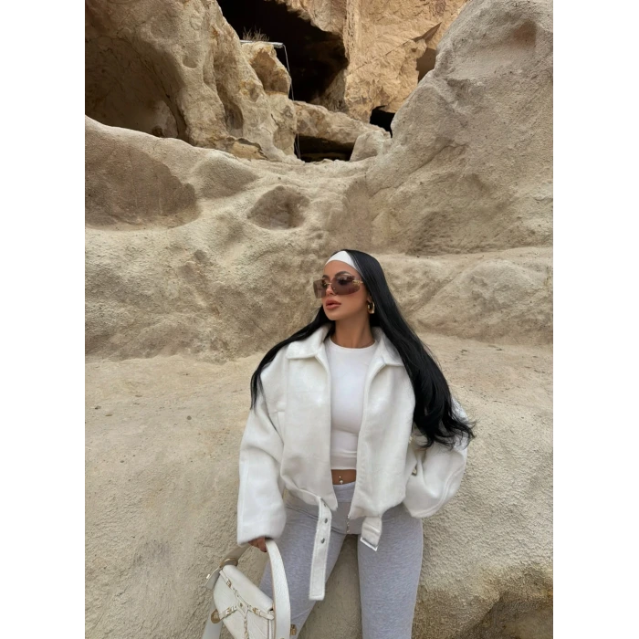 Ekru Fox Kemerli Bomber Kaban