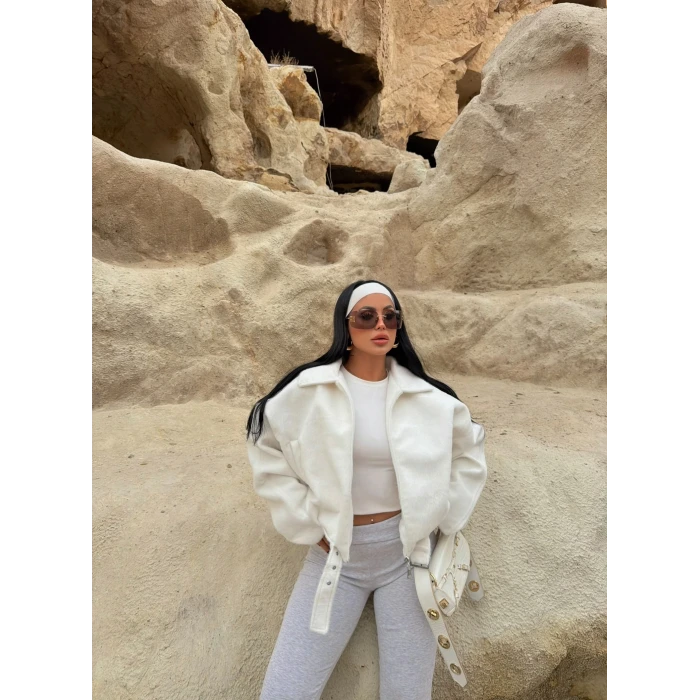 Ekru Fox Kemerli Bomber Kaban