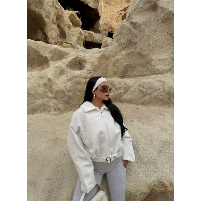 Ekru Fox Kemerli Bomber Kaban