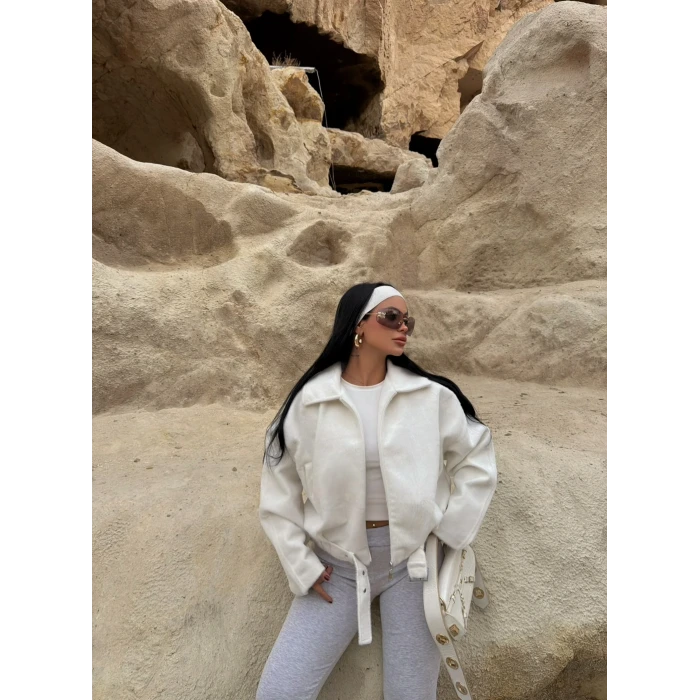 Ekru Fox Kemerli Bomber Kaban