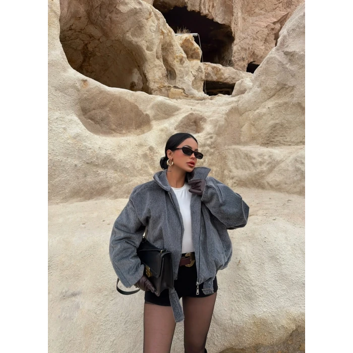 Gri Fox Kemerli Bomber Kaban