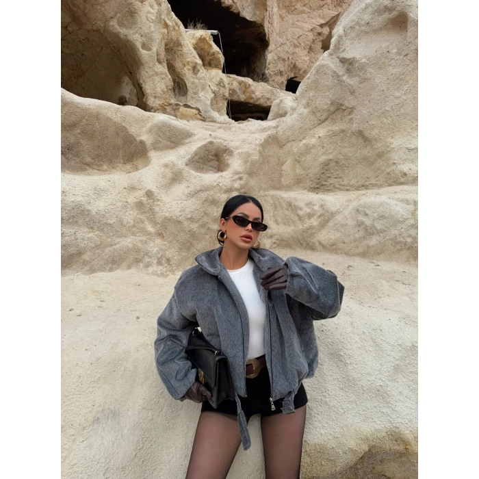 Gri Fox Kemerli Bomber Kaban