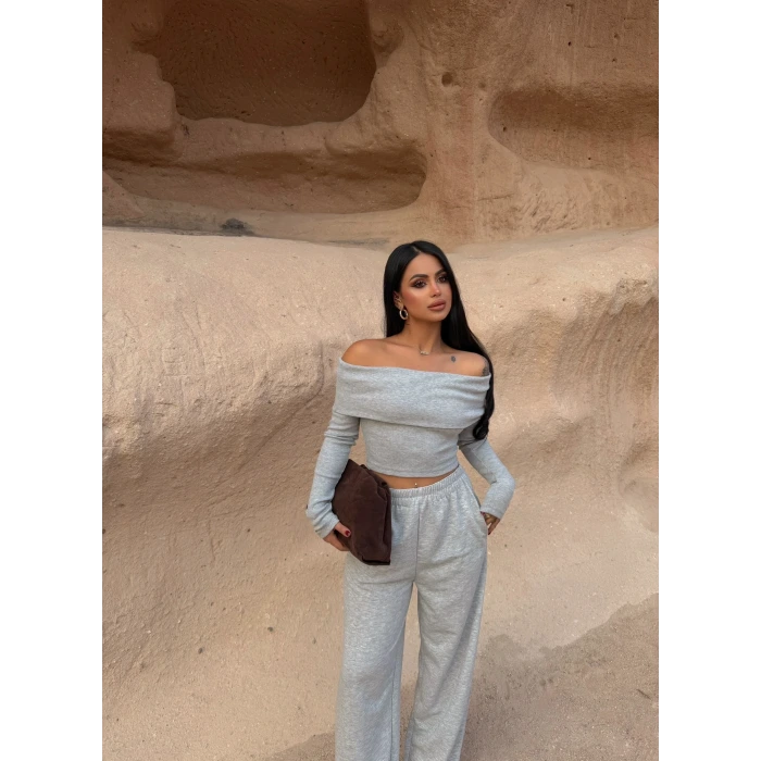 Gri Katlamalı Madonna İkili Takım