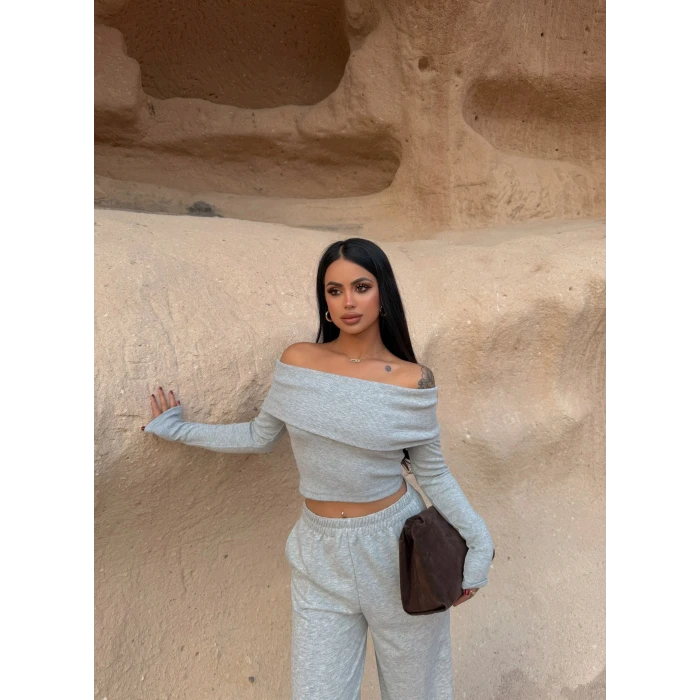 Gri Katlamalı Madonna İkili Takım