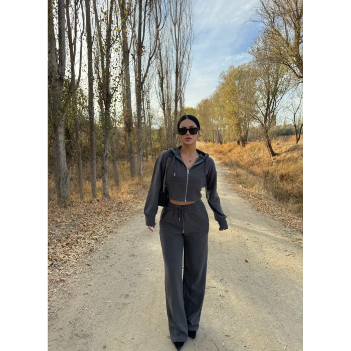 Gri Selanik Kapşonlu Takım