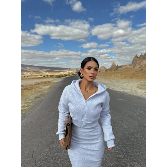 Gri Street Elbise Sweat İkili Takım