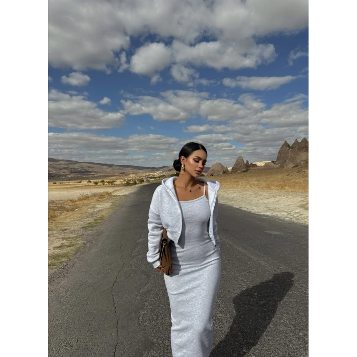 Gri Street Elbise Sweat İkili Takım