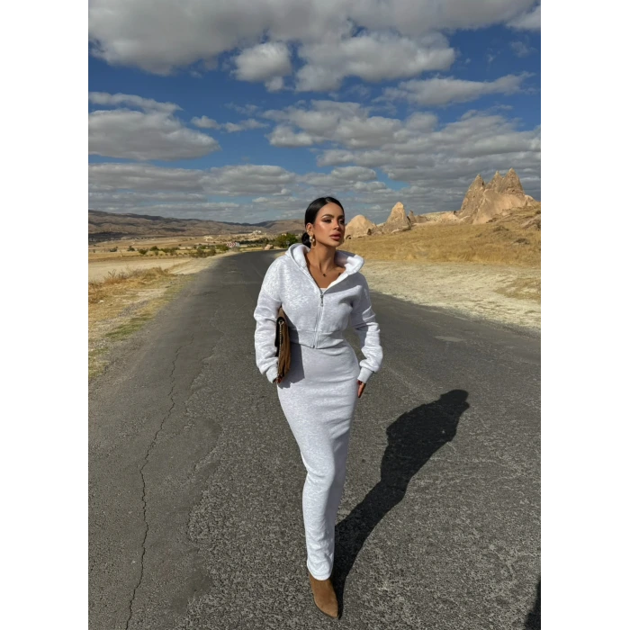 Gri Street Elbise Sweat İkili Takım