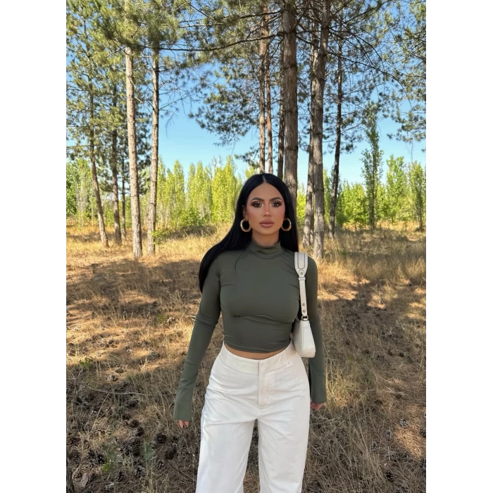 Haki Kolları Volanlı Balıkçı Crop