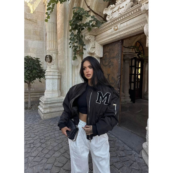 İçi Dolumlu Logo Bomber Mont