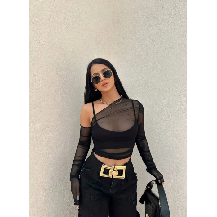 İki Parça Tül Bluz