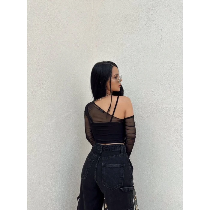 İki Parça Tül Bluz