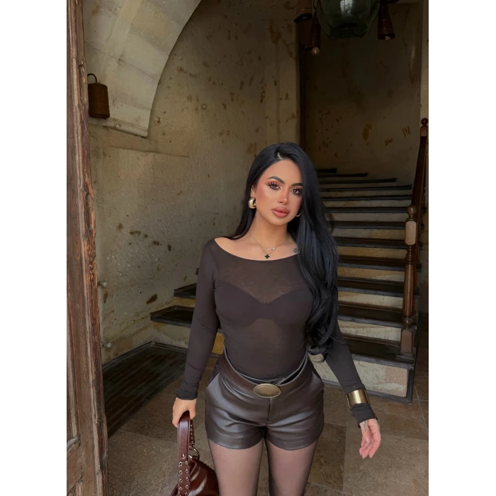 Kahve Basic Transparan Bluz