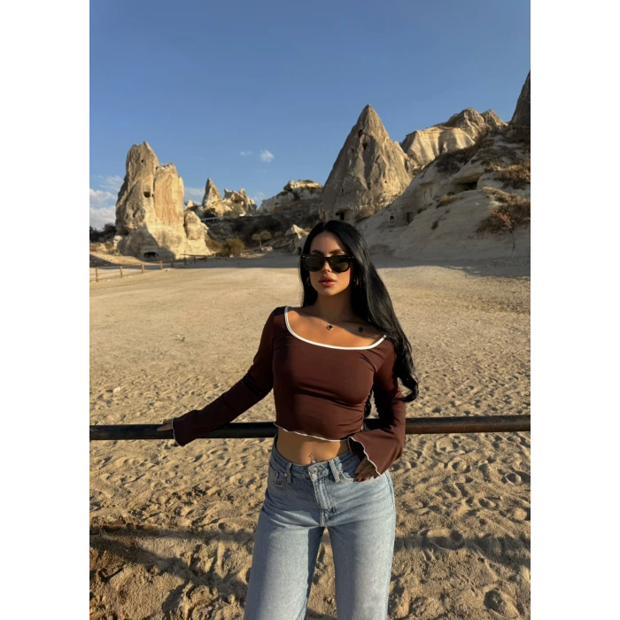 Kahve Bold Biyeli Crop