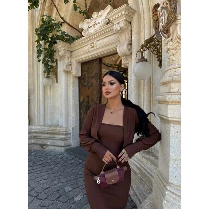 Kahve Bolerolu Ottoman İkili Takım