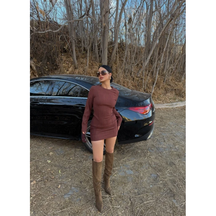 Kahve Simli Ottoman Elbise