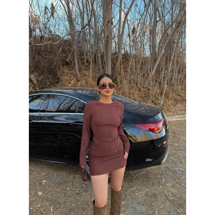 Kahve Simli Ottoman Elbise