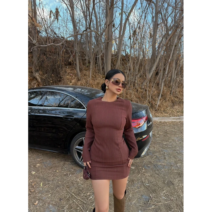 Kahve Simli Ottoman Elbise