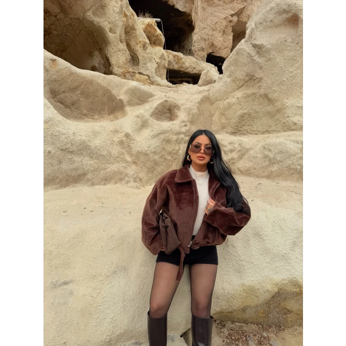 Kahve Fox Kemerli Bomber Kaban