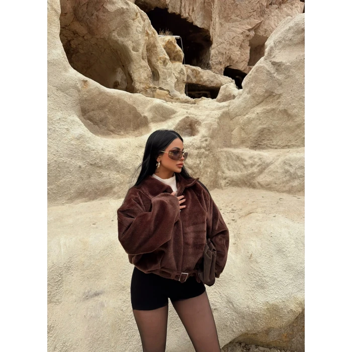 Kahve Fox Kemerli Bomber Kaban