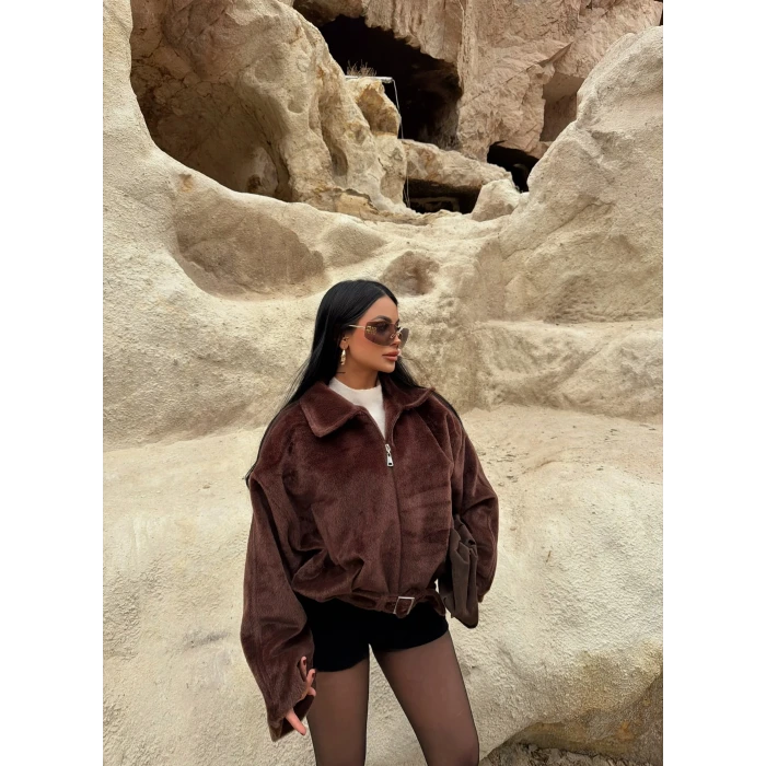 Kahve Fox Kemerli Bomber Kaban