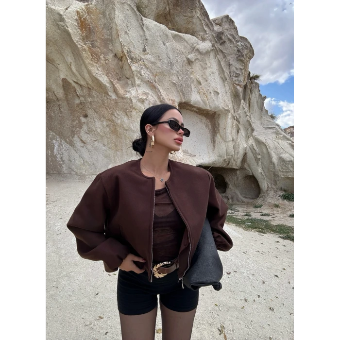 Kahve Kaşe Bomber Mont