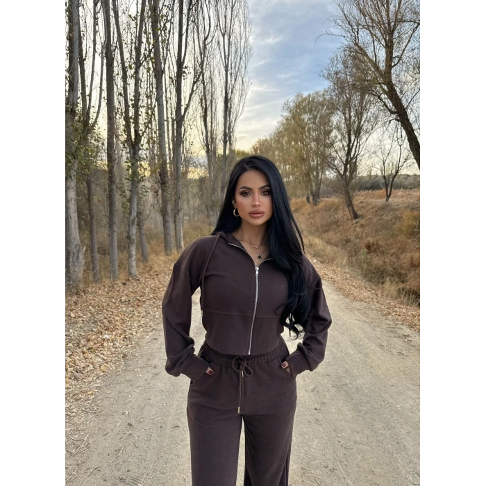 Kahve Selanik Kapşonlu Takım